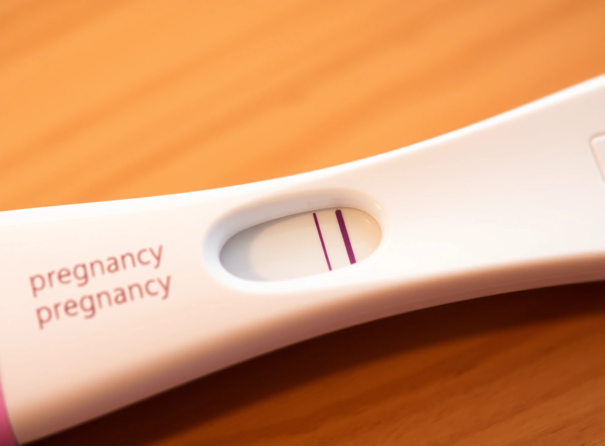Positive pregnancy test with two visible lines indicating successful pregnancy